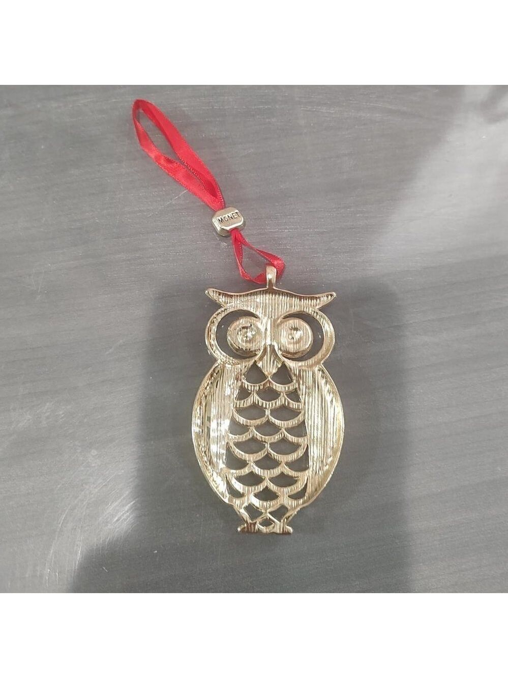 Monet Owl Rhinestone Gold Christmas Tree Ornament 2019